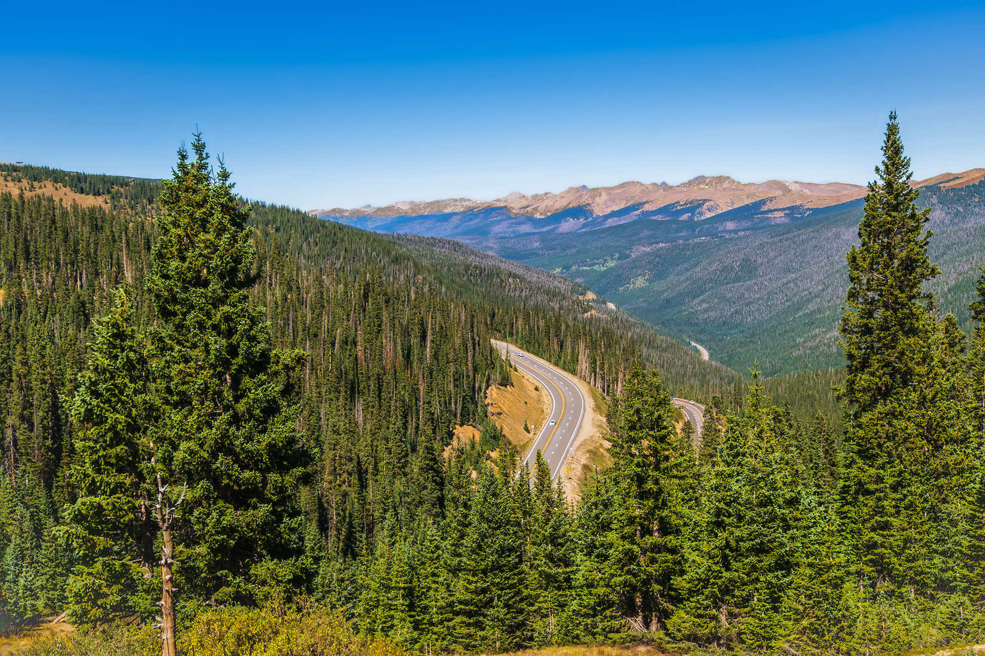 Winding road through the mountains in Colorado